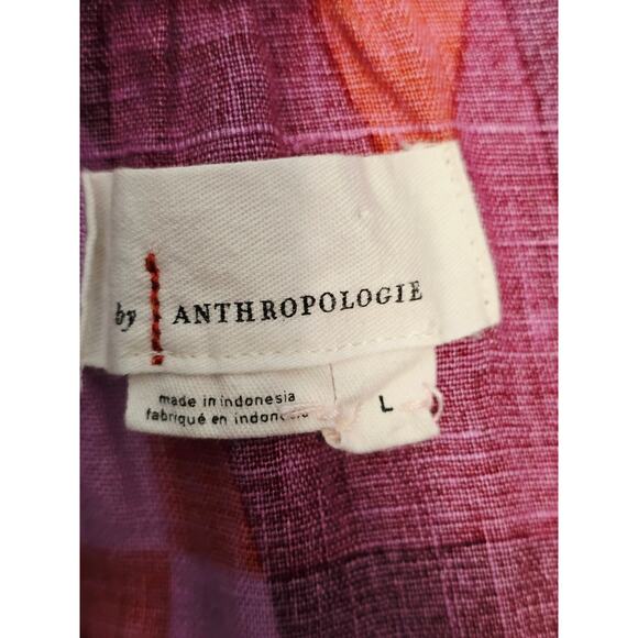 By Anthropologie The Somerset Linen Pink Orange Shorts Pockets Romper Women's L - Picture 5 of 6